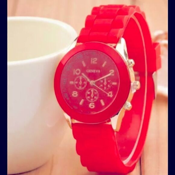 🌺Geneva Analog Silicone unisex Sport Wristwatch Orange - Picture 1 of 7